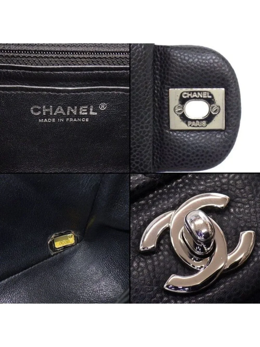 Chanel Shoulder Bag Quilted 20 Mini Classic Black Caviar Leather